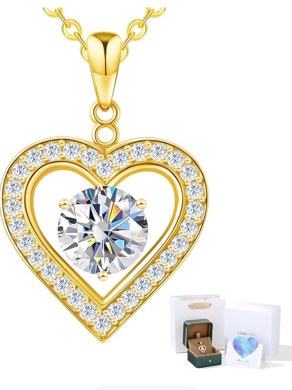 Moissanite Heart Pendant necklace